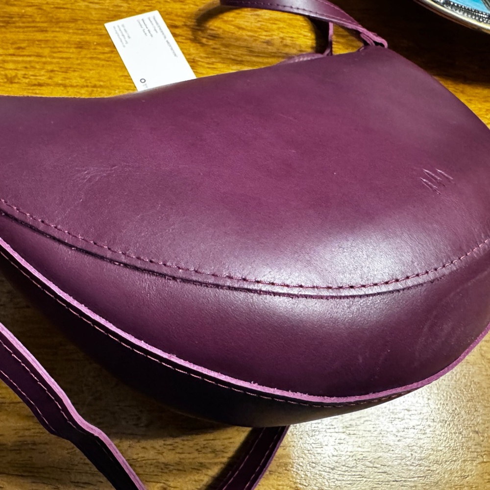 Portland Leather Plum Purple Crescent Crossbody Bag - Picture 9 of 12